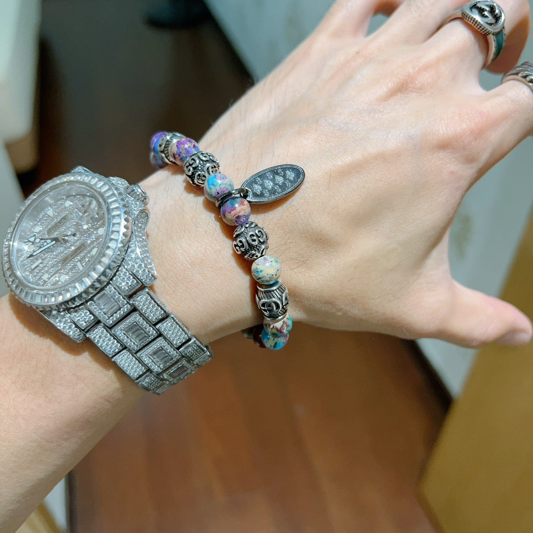 Gucci Anger Forest Serpentine Stone Distressed Unisex Bracelet - image 4