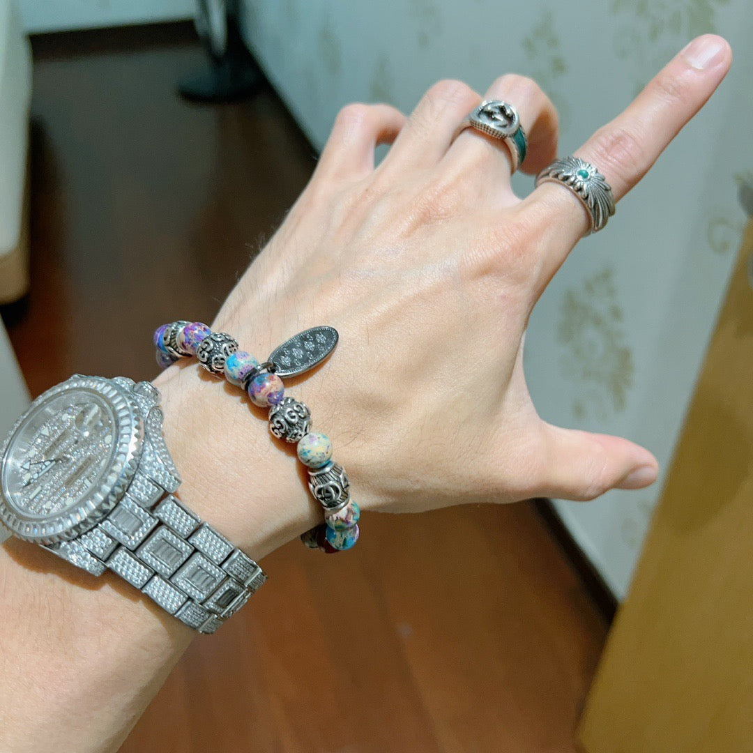 Gucci Anger Forest Serpentine Stone Distressed Unisex Bracelet - image 7