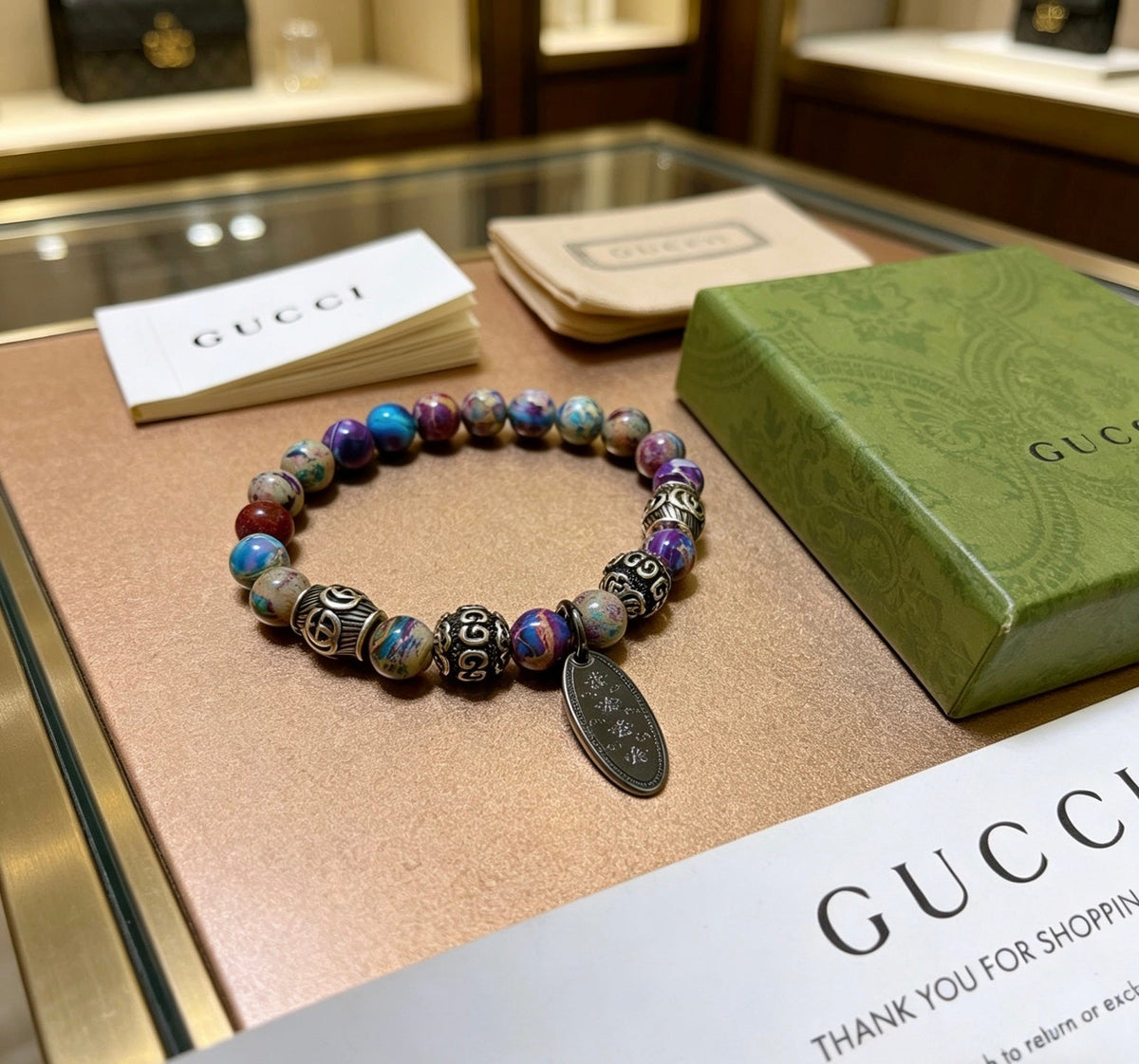 Gucci Anger Forest Serpentine Stone Distressed Unisex Bracelet - image 5