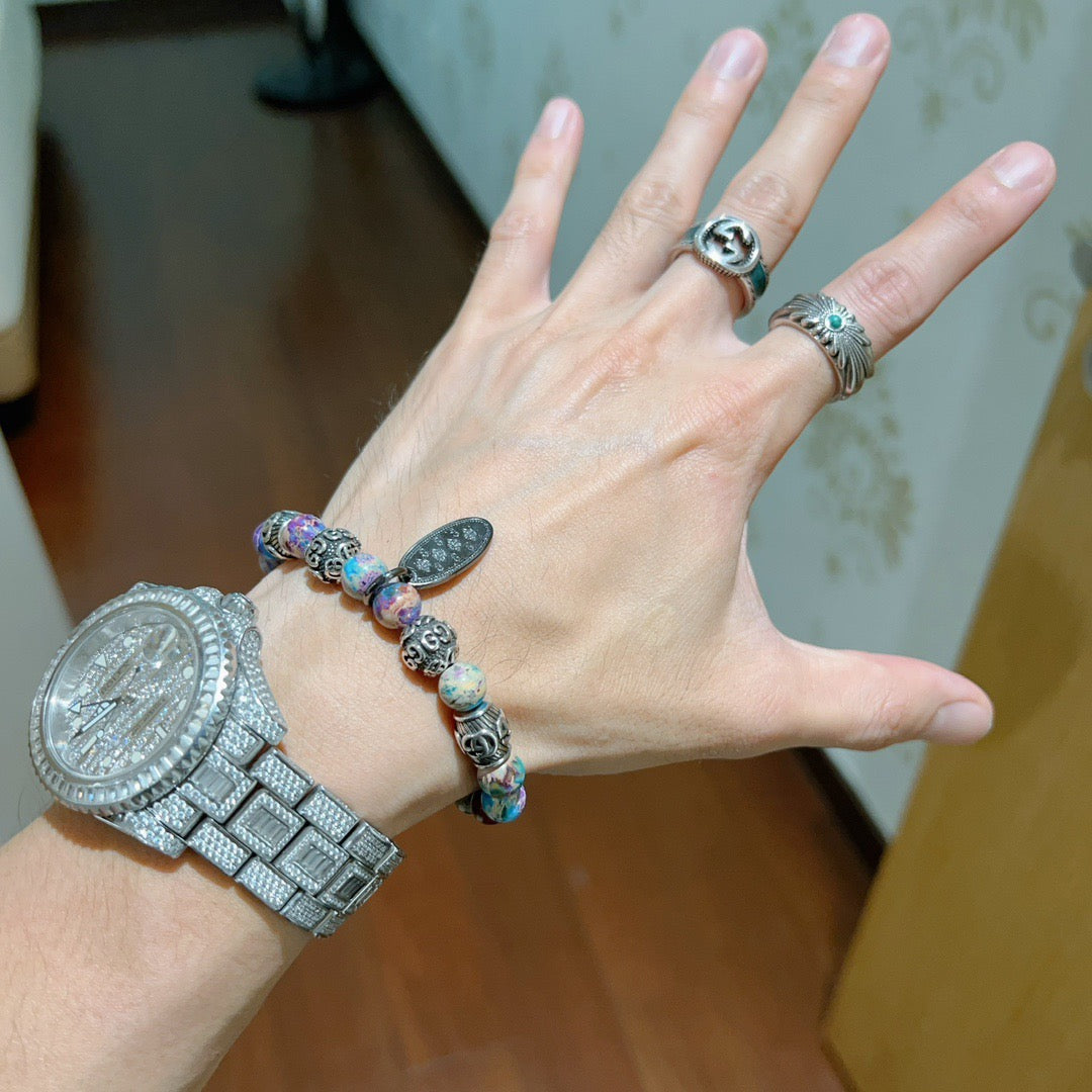 Gucci Anger Forest Serpentine Stone Distressed Unisex Bracelet - image 3