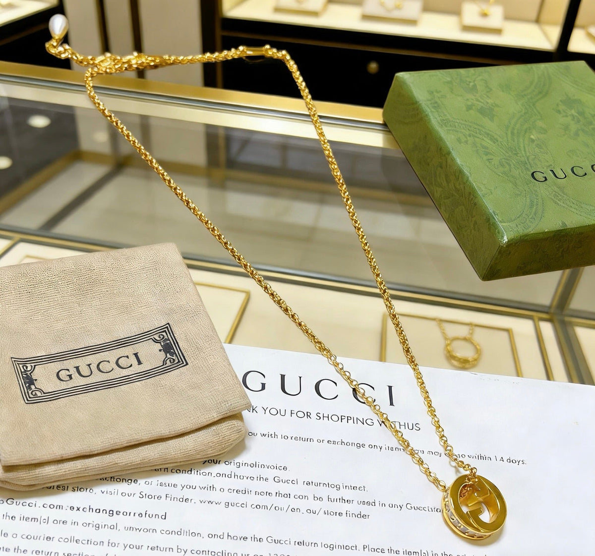 Gucci Anger Forest Crystal Chain Distressed Necklace - image 5
