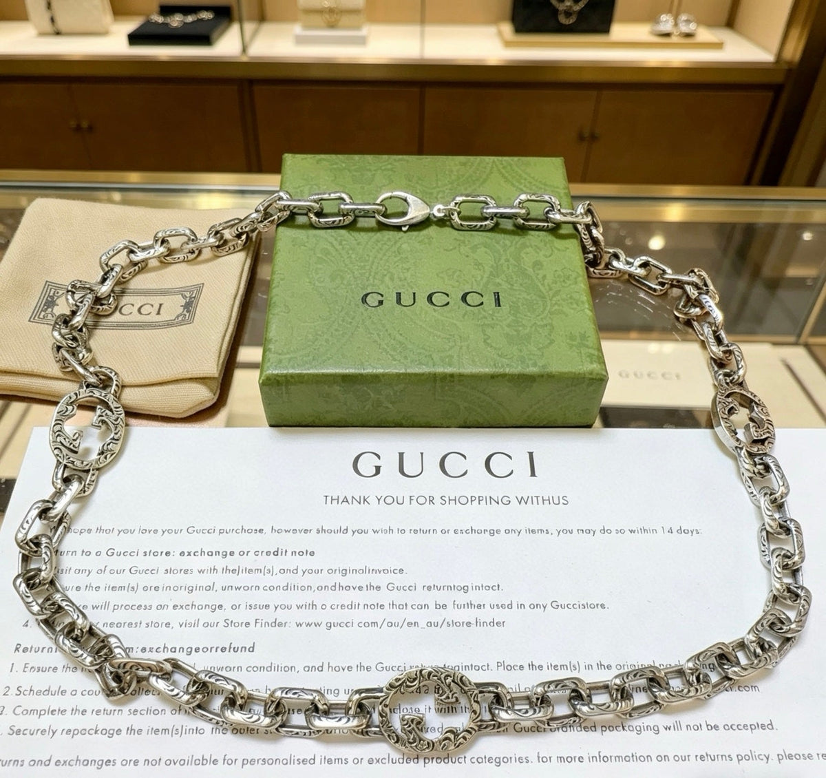 Gucci Anger Forest Chain Distressed Vintage Silver-Tone Necklace – Style 26 - image 7