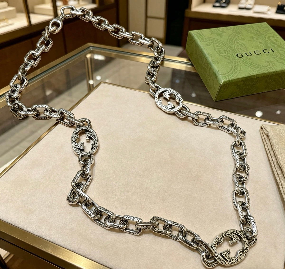 Gucci Anger Forest Chain Distressed Vintage Silver-Tone Necklace – Style 26 - image 5