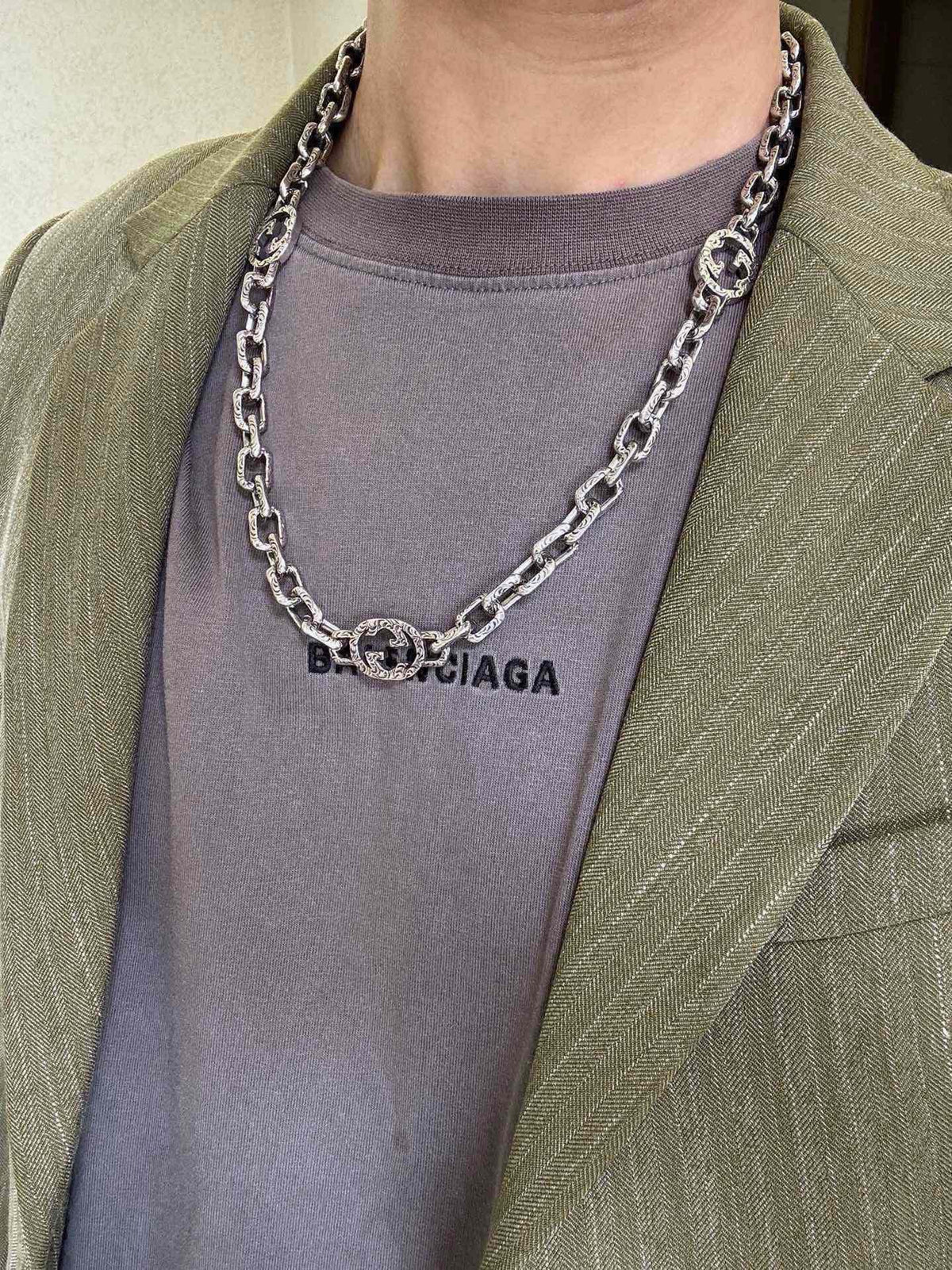 Gucci Anger Forest Chain Distressed Vintage Silver-Tone Necklace – Style 26 - image 3