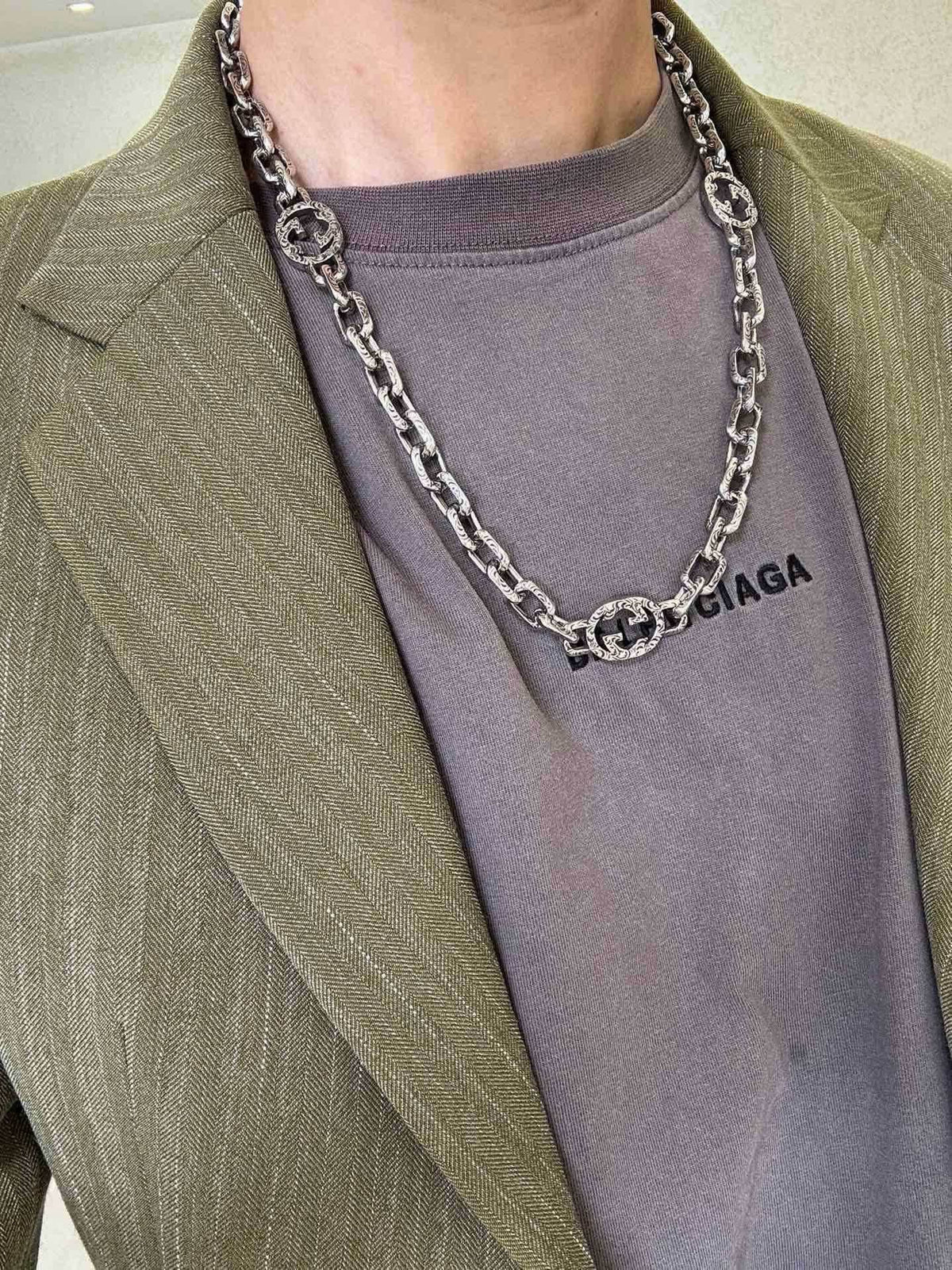 Gucci Anger Forest Chain Distressed Vintage Silver-Tone Necklace – Style 26 - image 9