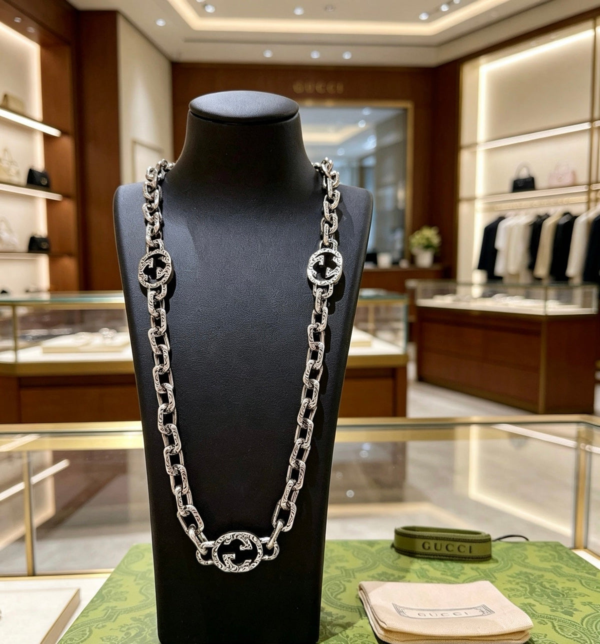 Gucci Anger Forest Chain Distressed Vintage Silver-Tone Necklace – Style 26 - image 4