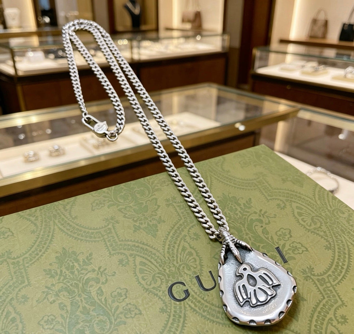 Gucci Anger Forest Chain Distressed Vintage Silver-Tone Necklace – Style 31 - image 8