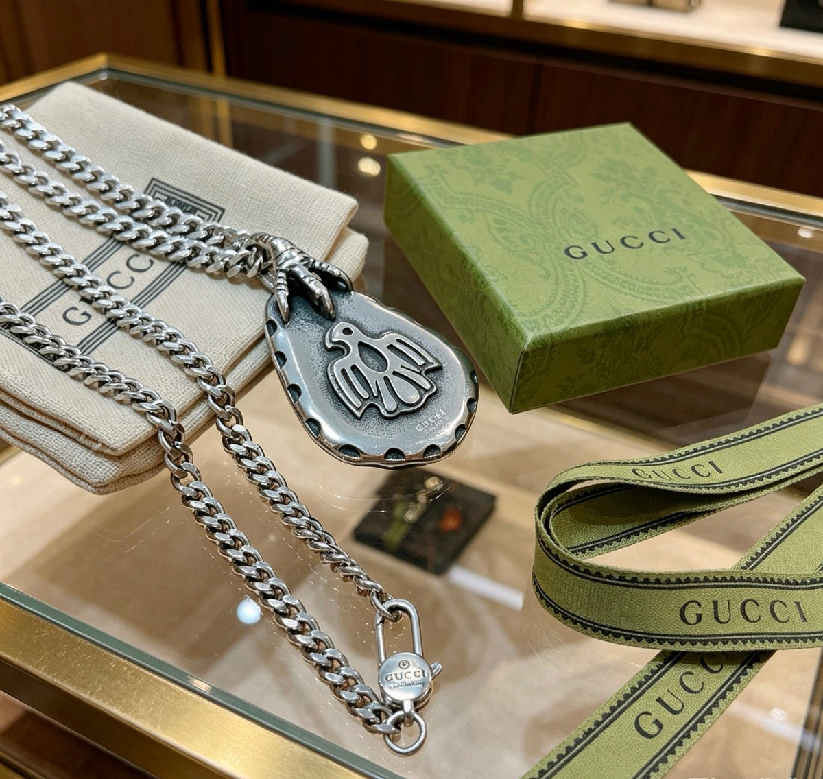 Gucci Anger Forest Chain Distressed Vintage Silver-Tone Necklace – Style 33 - image 2