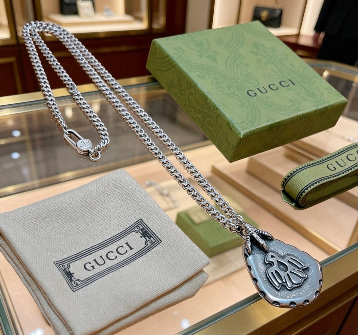 Gucci Anger Forest Chain Distressed Vintage Silver-Tone Necklace – Style 31 - image 5