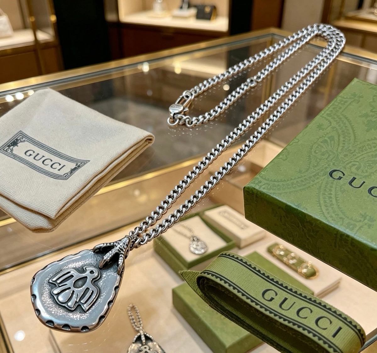 Gucci Anger Forest Chain Distressed Vintage Silver-Tone Necklace – Style 31 - image 7