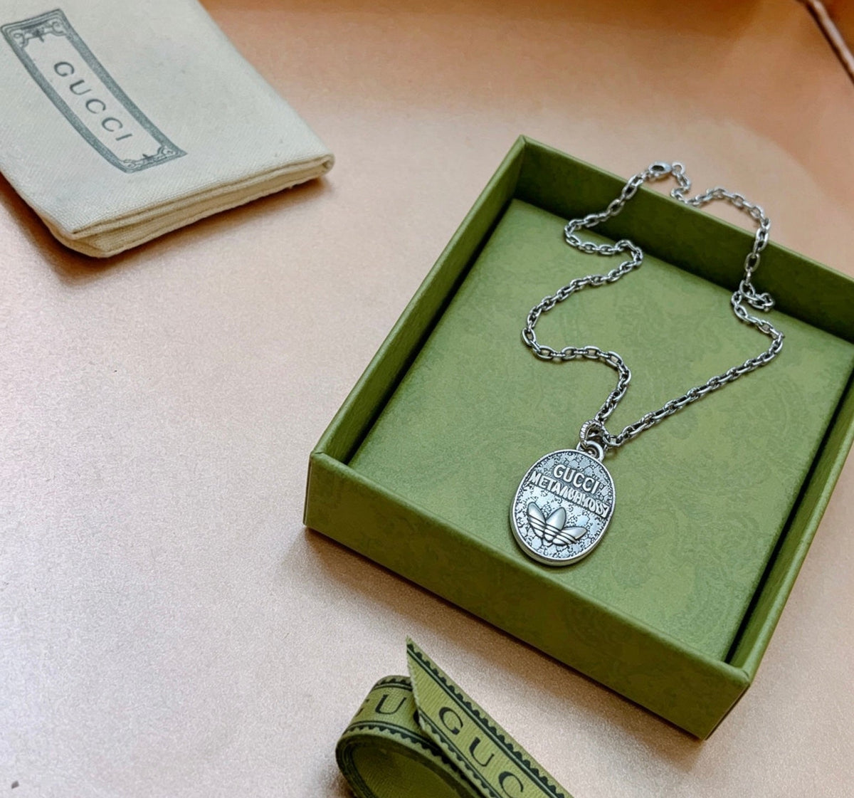 Gucci Anger Forest Chain Distressed Vintage Silver-Tone Necklace – Style 32 - image 6