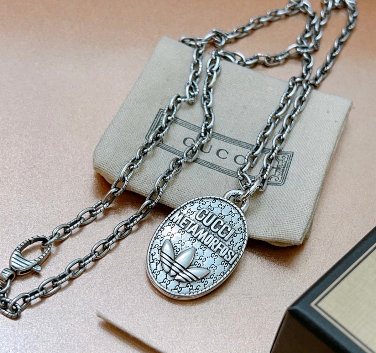 Gucci Anger Forest Chain Distressed Vintage Silver-Tone Necklace – Style 32 - image 8