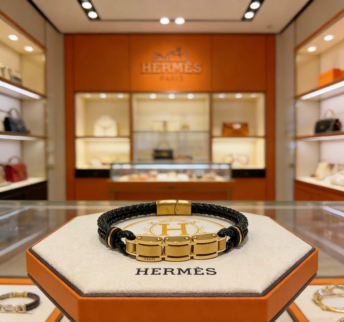 Hermès Anger Forest Leather Cord 18K Gold-Tone Bracelet – Style 05 - image 1