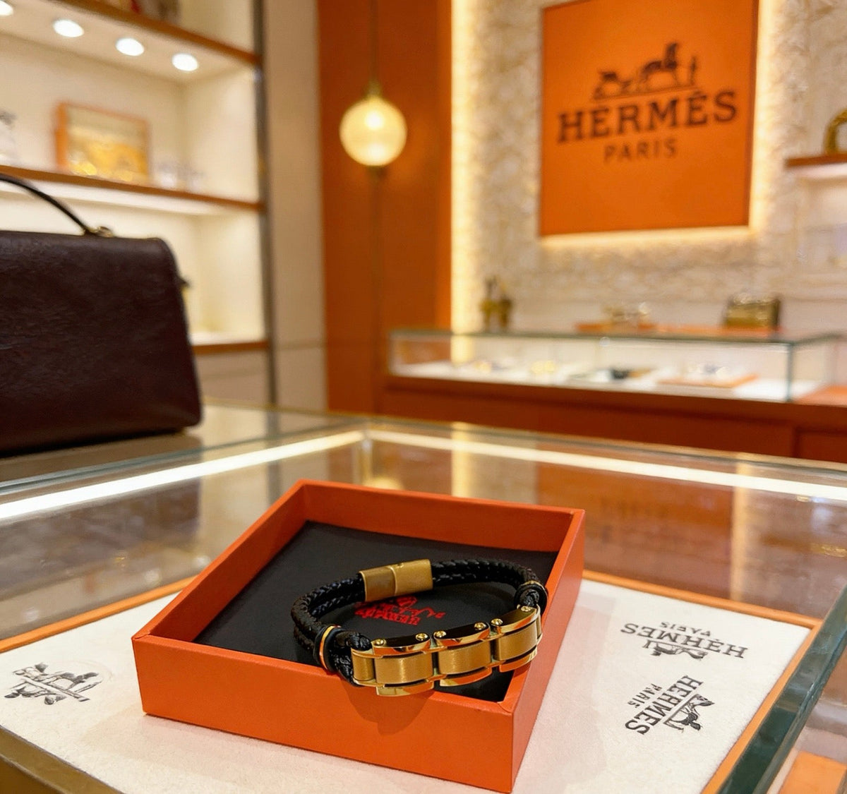 Hermès Anger Forest Leather Cord 18K Gold-Tone Bracelet – Style 05 - image 9