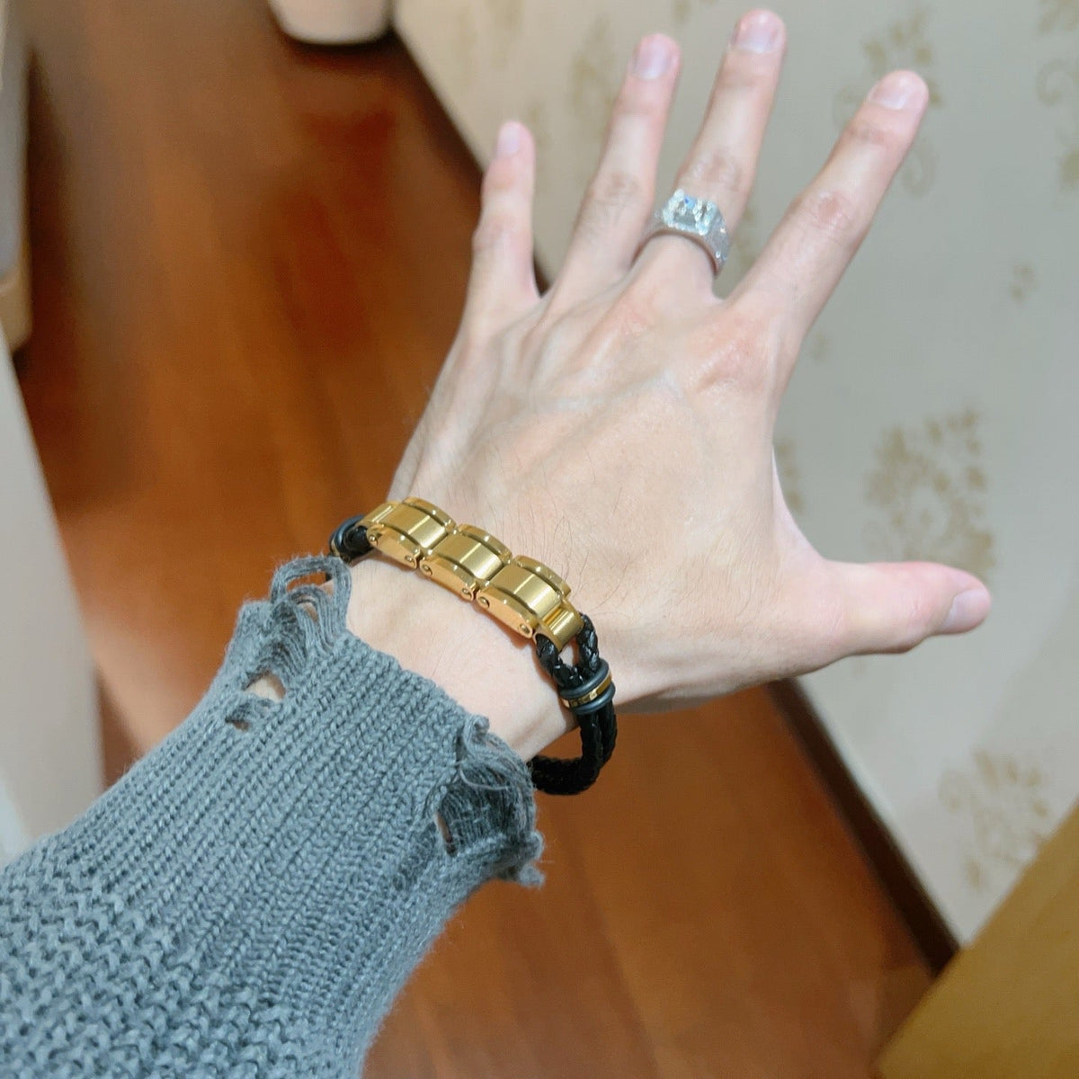 Hermès Anger Forest Leather Cord 18K Gold-Tone Bracelet – Style 05 - image 3