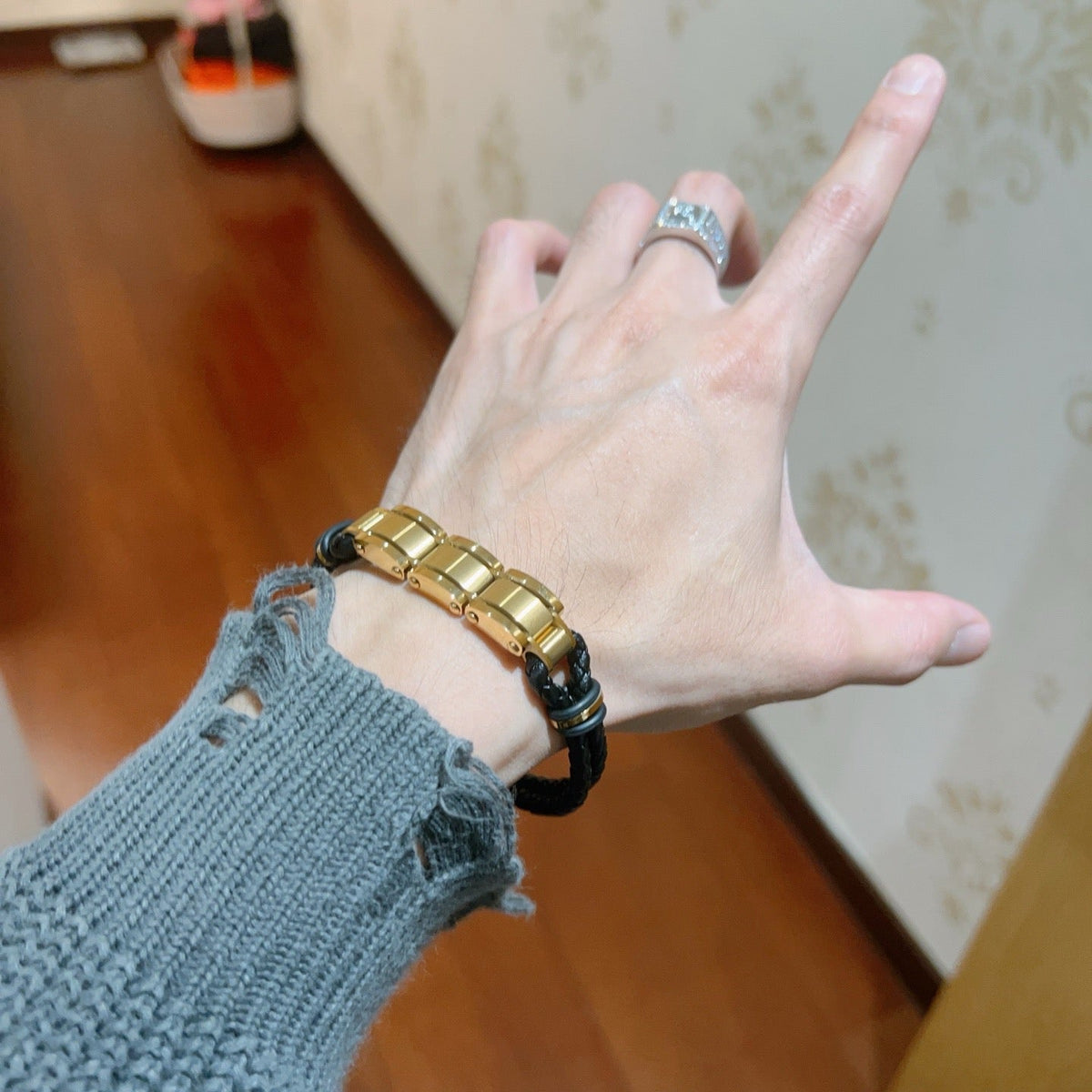 Hermès Anger Forest Leather Cord 18K Gold-Tone Bracelet – Style 05 - image 7
