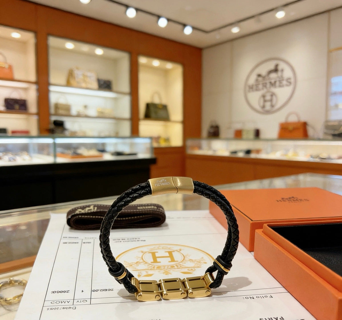 Hermès Anger Forest Leather Cord 18K Gold-Tone Bracelet – Style 08 - image 6