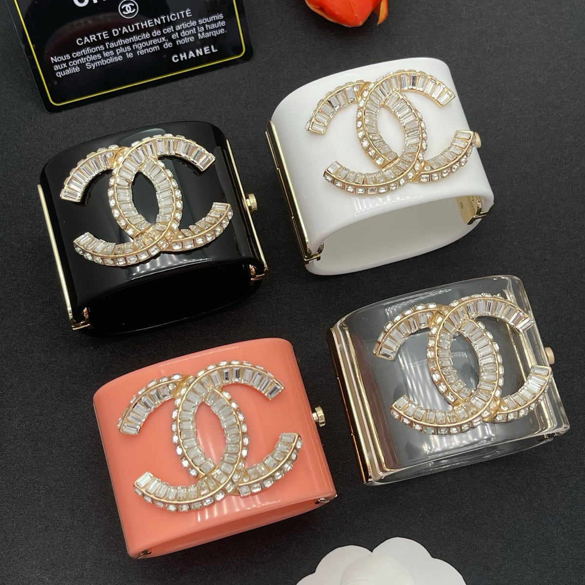 Chanel style acrylic resin bracelets - product photo 8