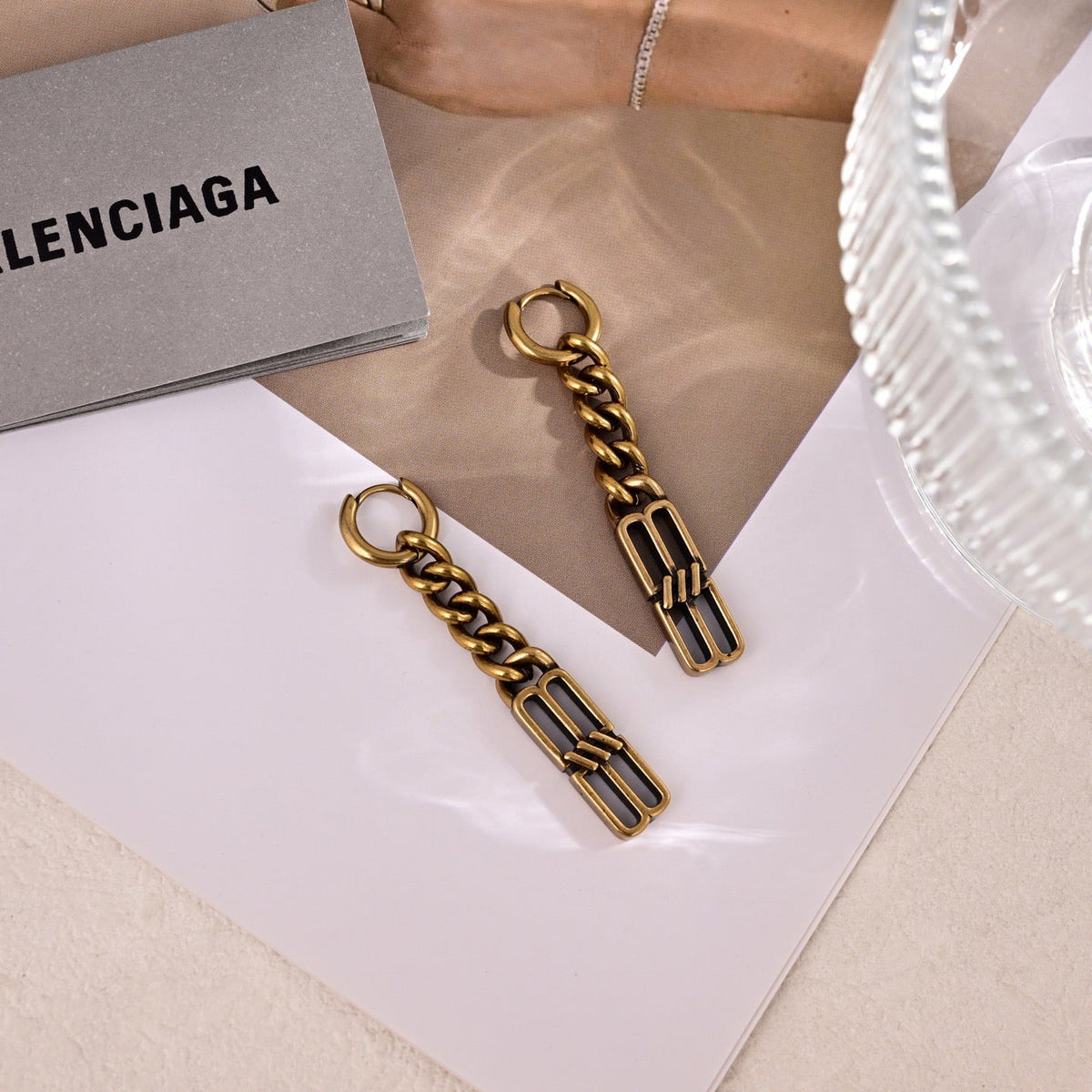 Balenciaga Brass Vintage-Inspired Earrings - image 2