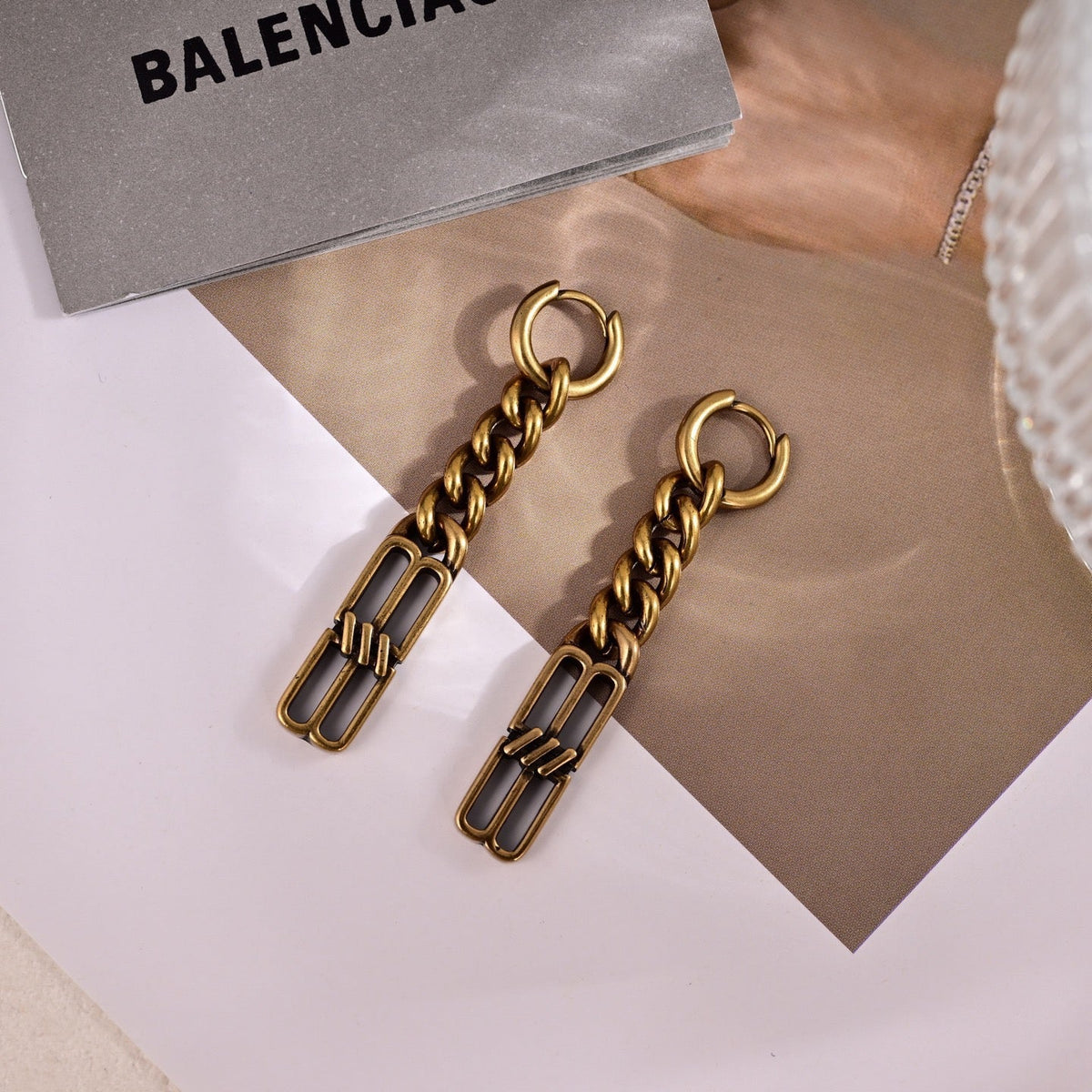 Balenciaga Brass Vintage-Inspired Earrings - image 3