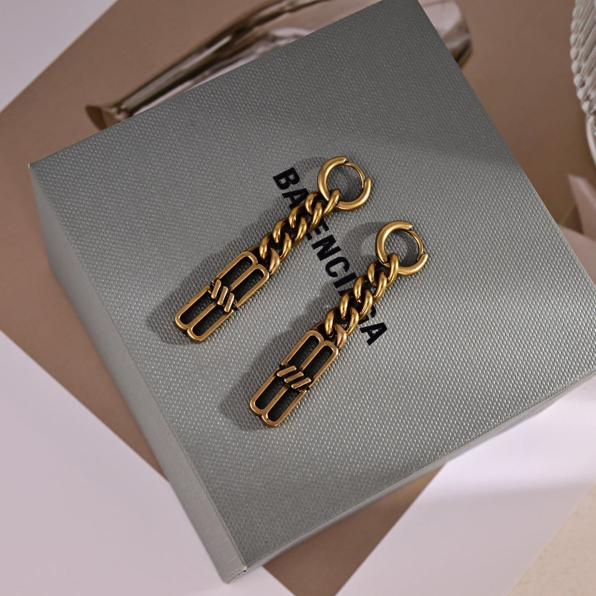 Balenciaga Brass Vintage-Inspired Earrings - image 5