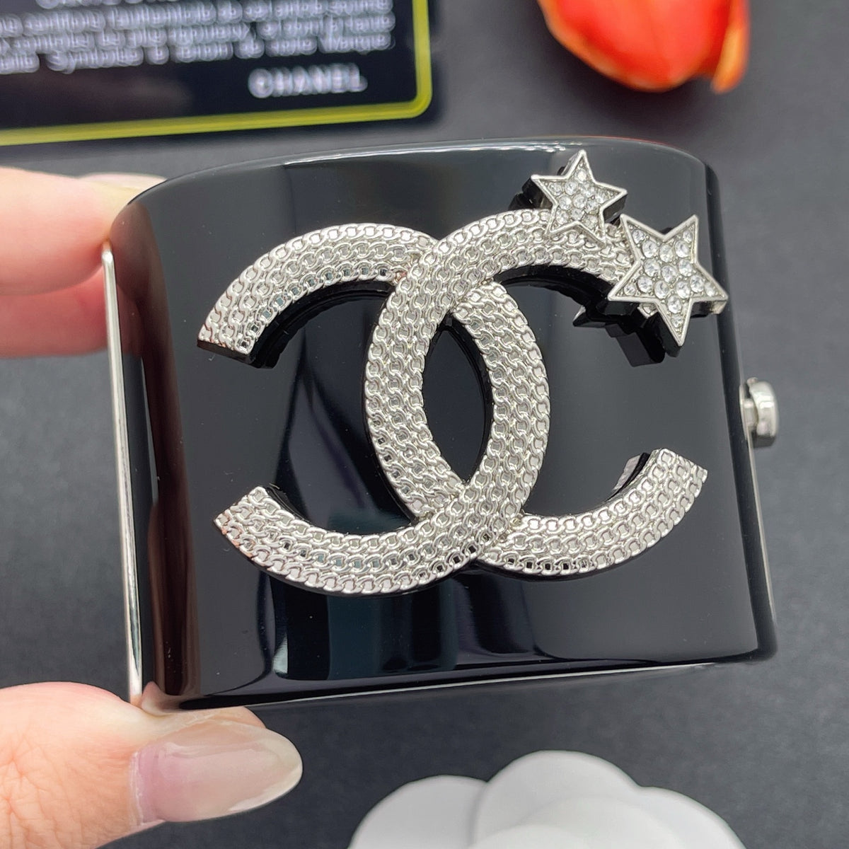 Chanel style acrylic resin bracelets - product photo 1