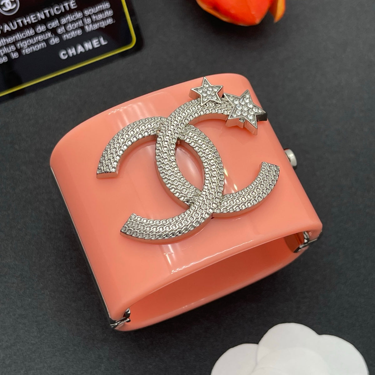 Chanel style acrylic resin bracelets - product photo 2