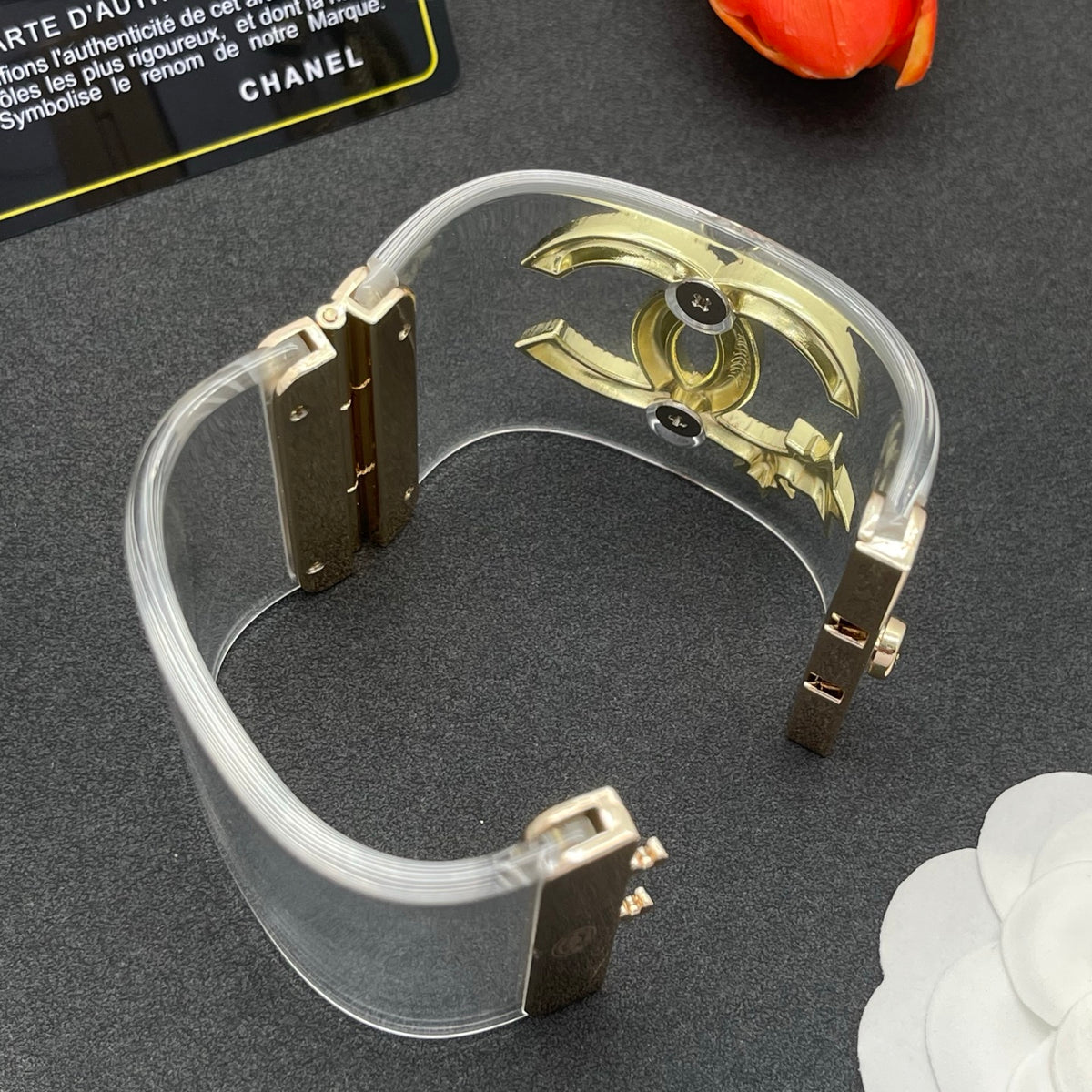 Chanel style acrylic resin bracelets - product photo 6