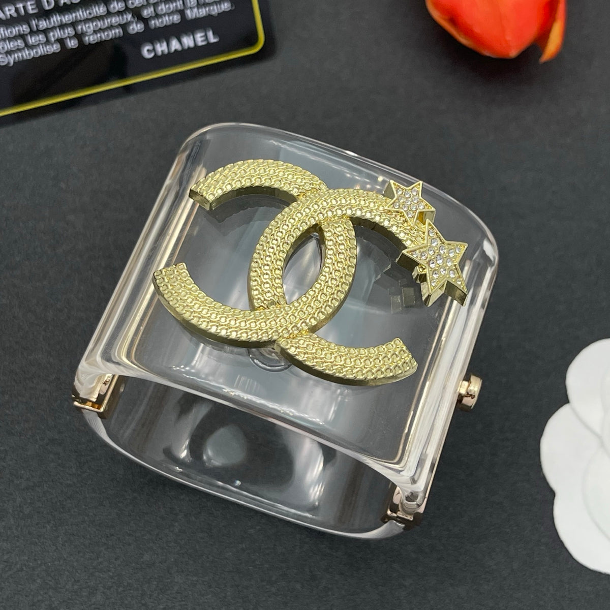 Chanel style acrylic resin bracelets - product photo 3