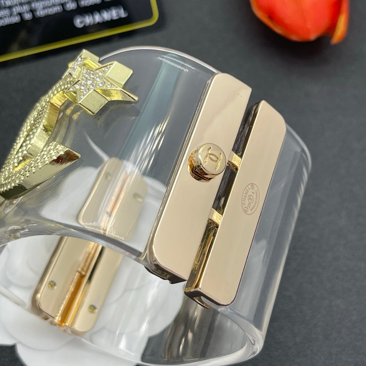 Chanel style acrylic resin bracelets - product photo 7
