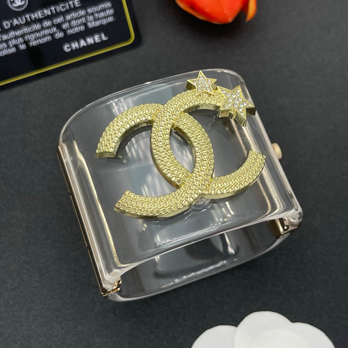 Chanel style acrylic resin bracelets - product photo 2
