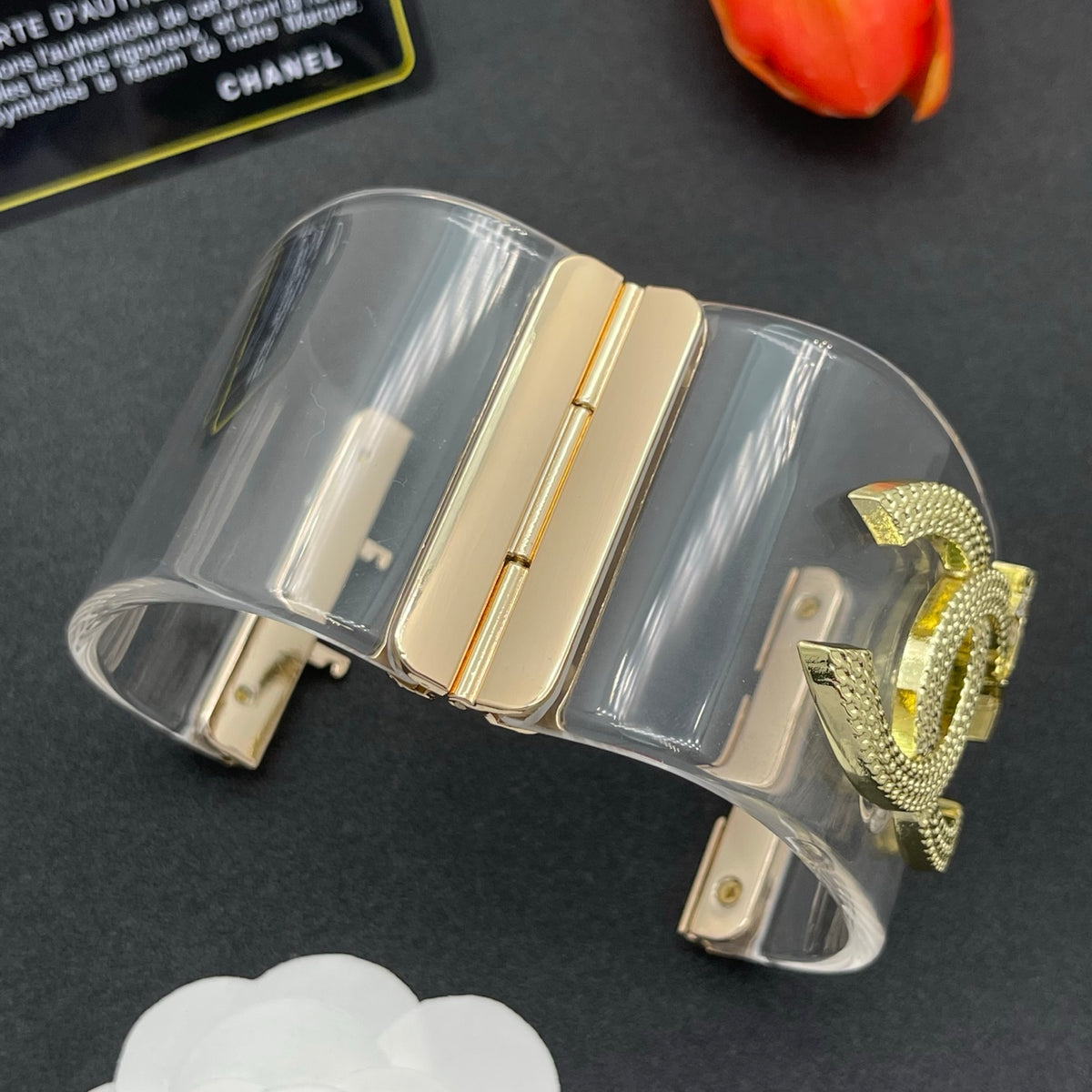 Chanel style acrylic resin bracelets - product photo 5