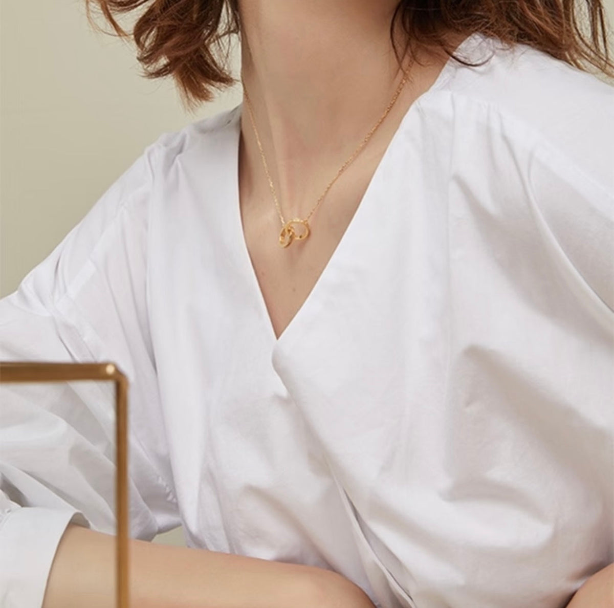 Cartier Style 223 tri-tone crystal accent necklace view 8
