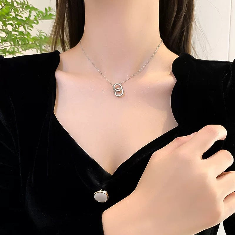 Cartier Style 223 tri-tone crystal accent necklace view 5