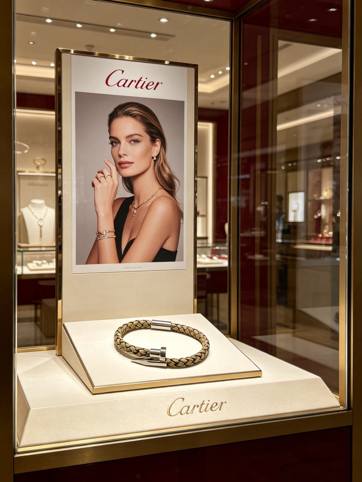 Cartier Style 191 gold-tone leather strap bracelet view 8