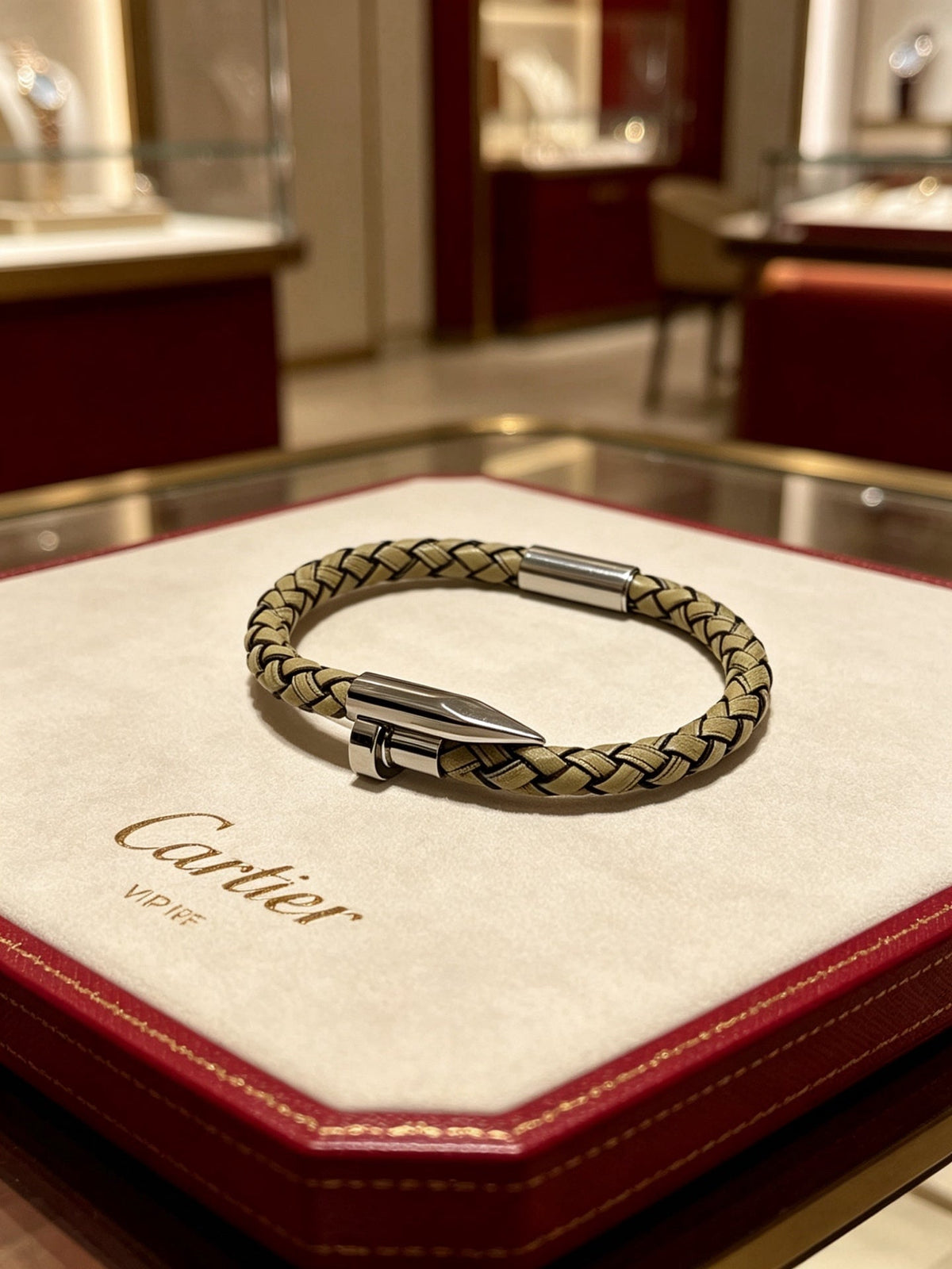 Cartier Style 191 gold-tone leather strap bracelet view 7