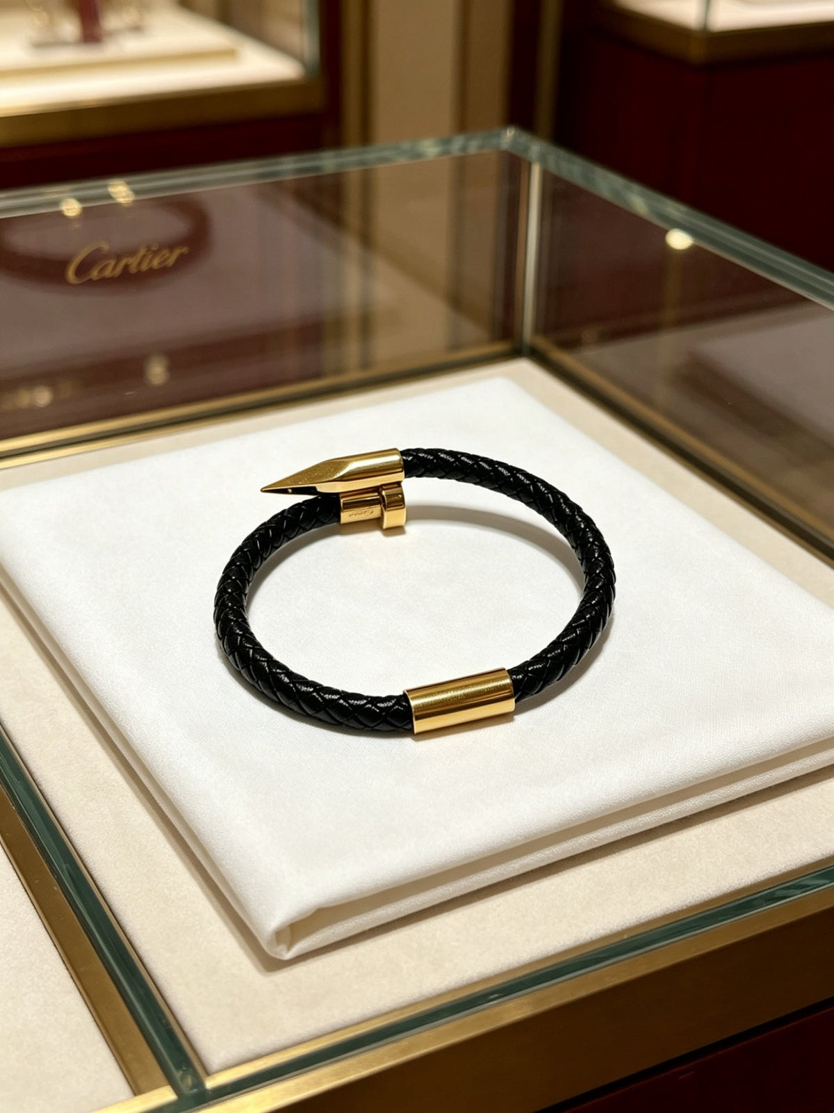 Cartier Style 189 gold-tone leather strap bracelet view 7