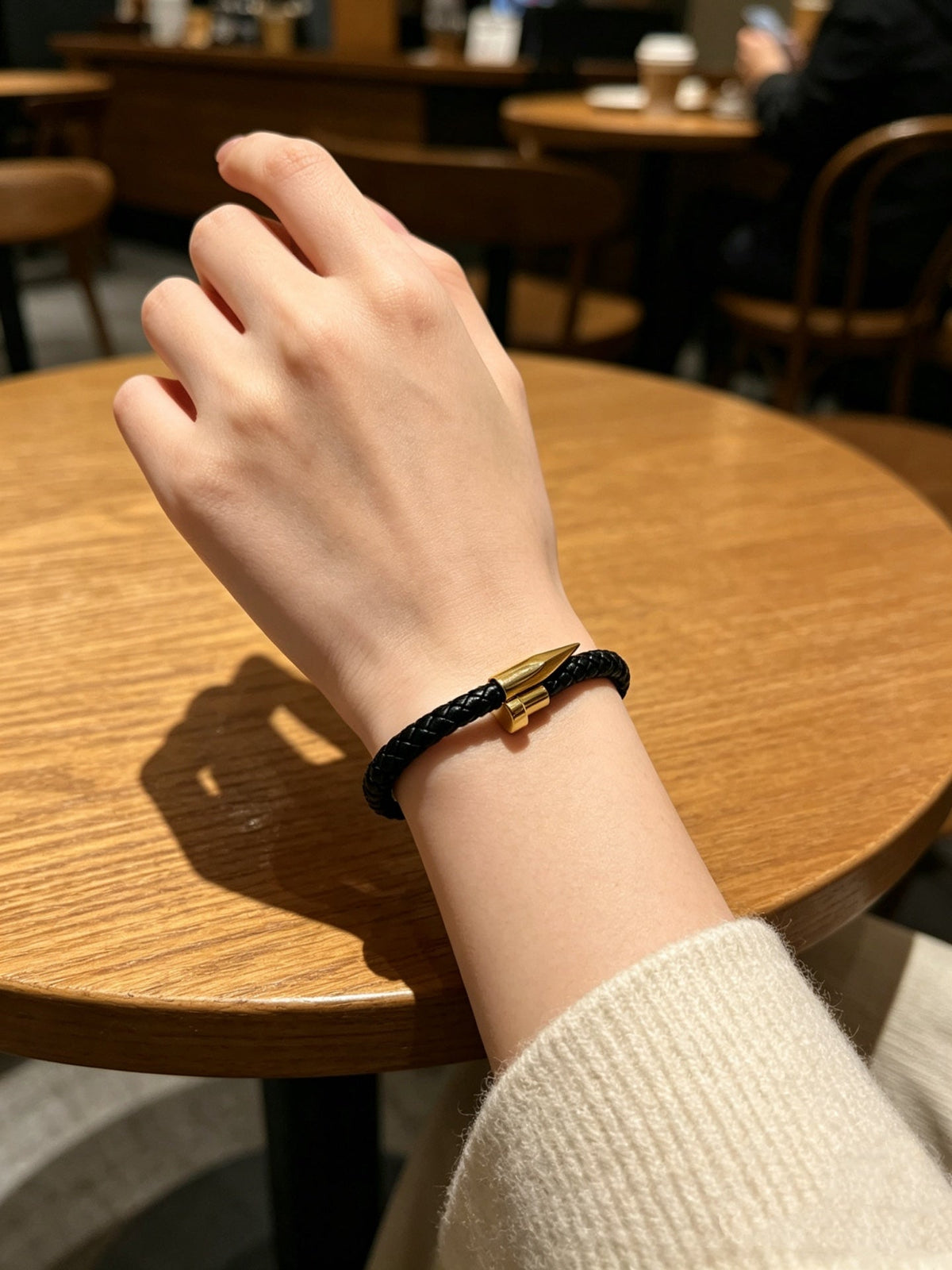 Cartier Style 189 gold-tone leather strap bracelet view 4