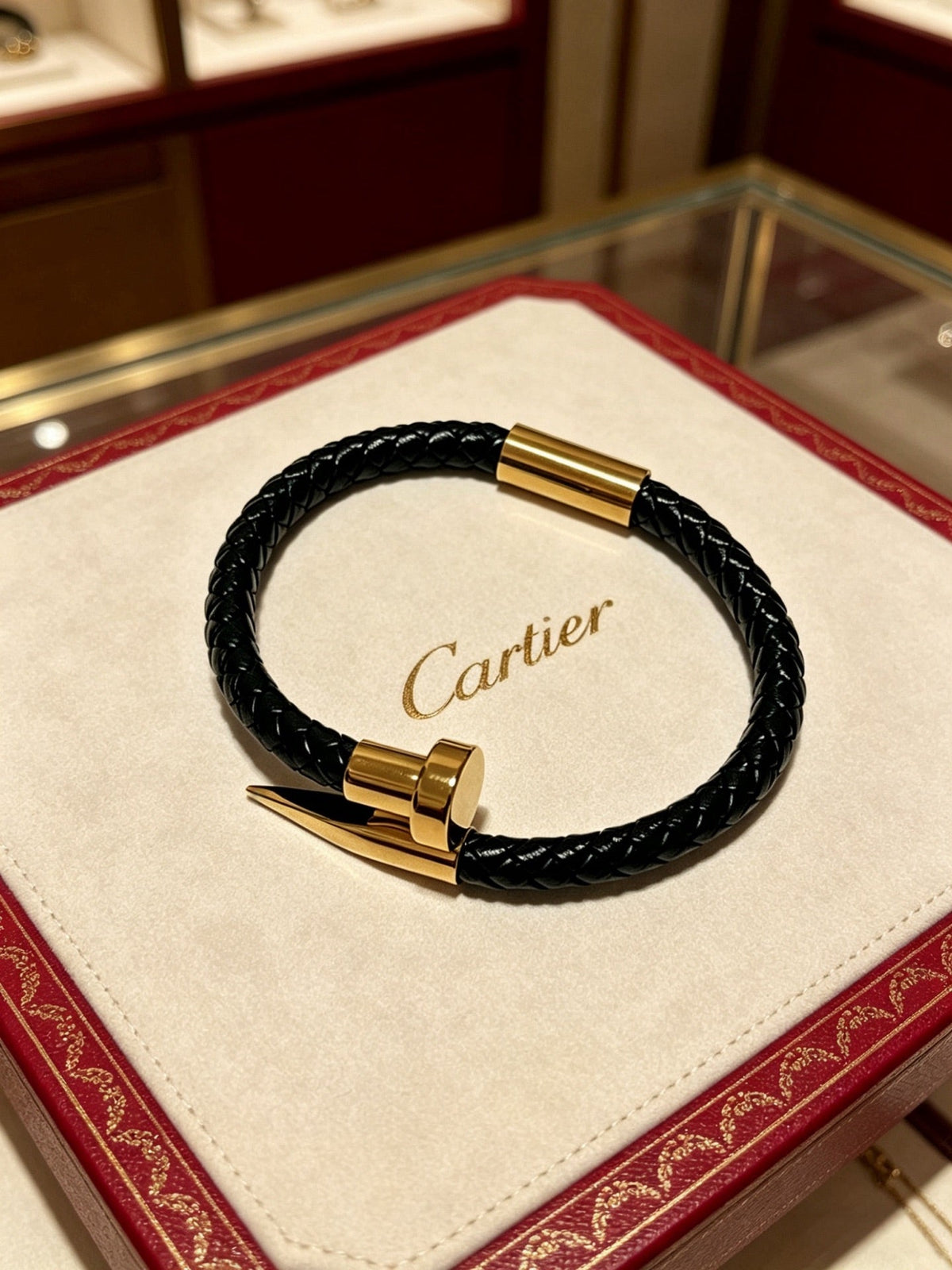 Cartier Style 189 gold-tone leather strap bracelet view 8