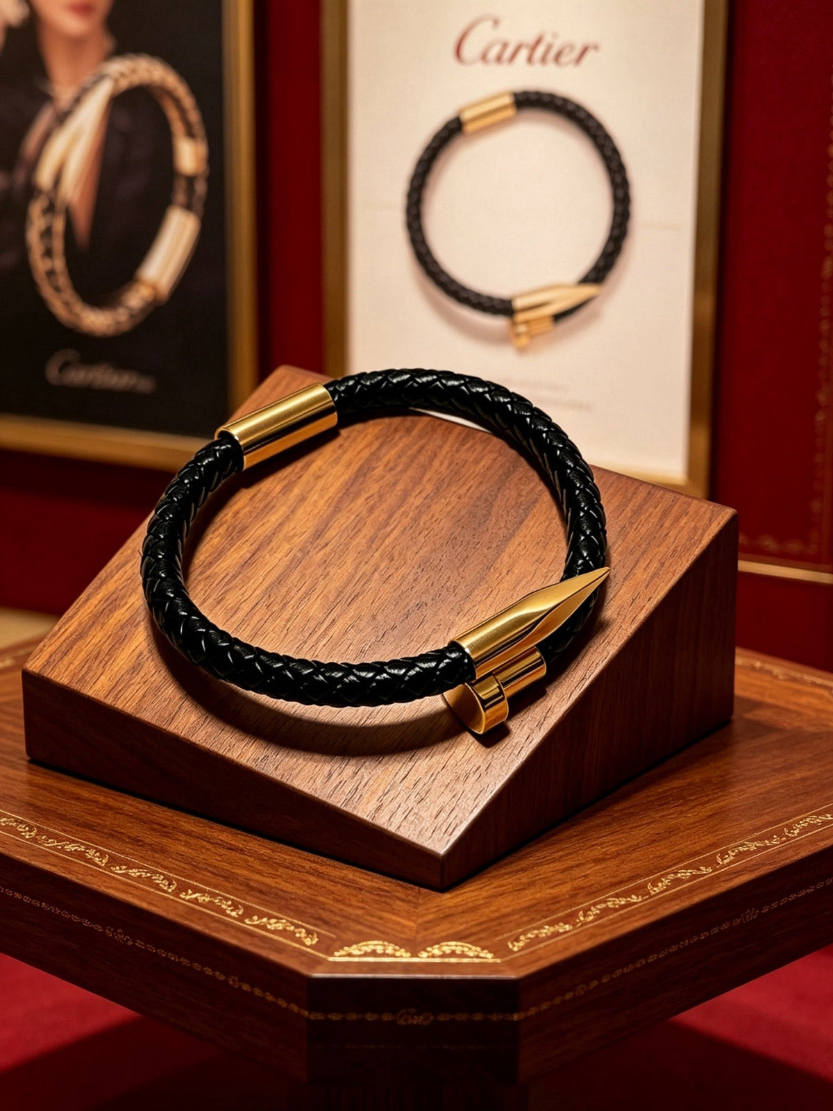 Cartier Style 189 gold-tone leather strap bracelet view 9