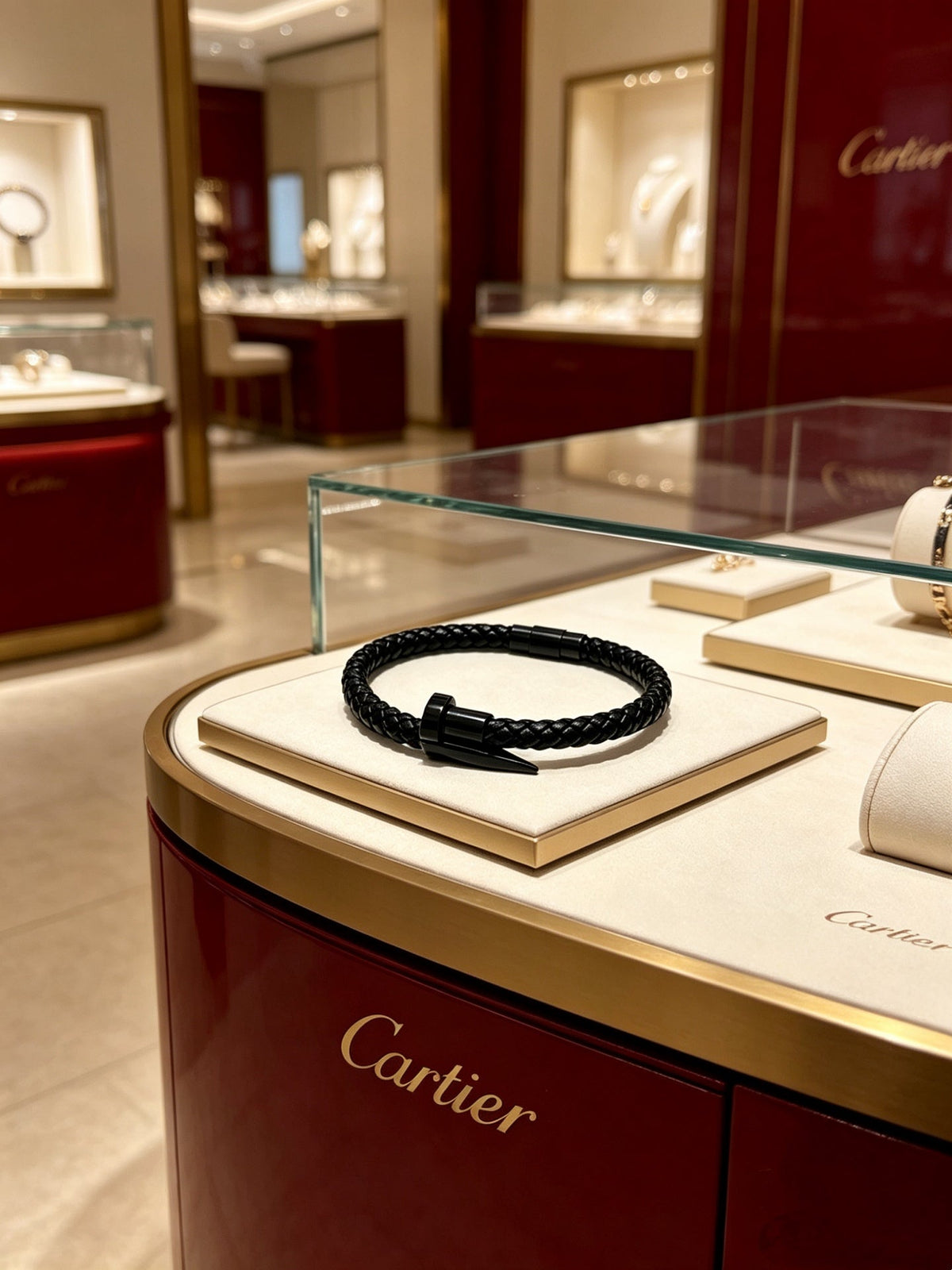 Cartier Style 188 gold-tone leather strap bracelet view 7