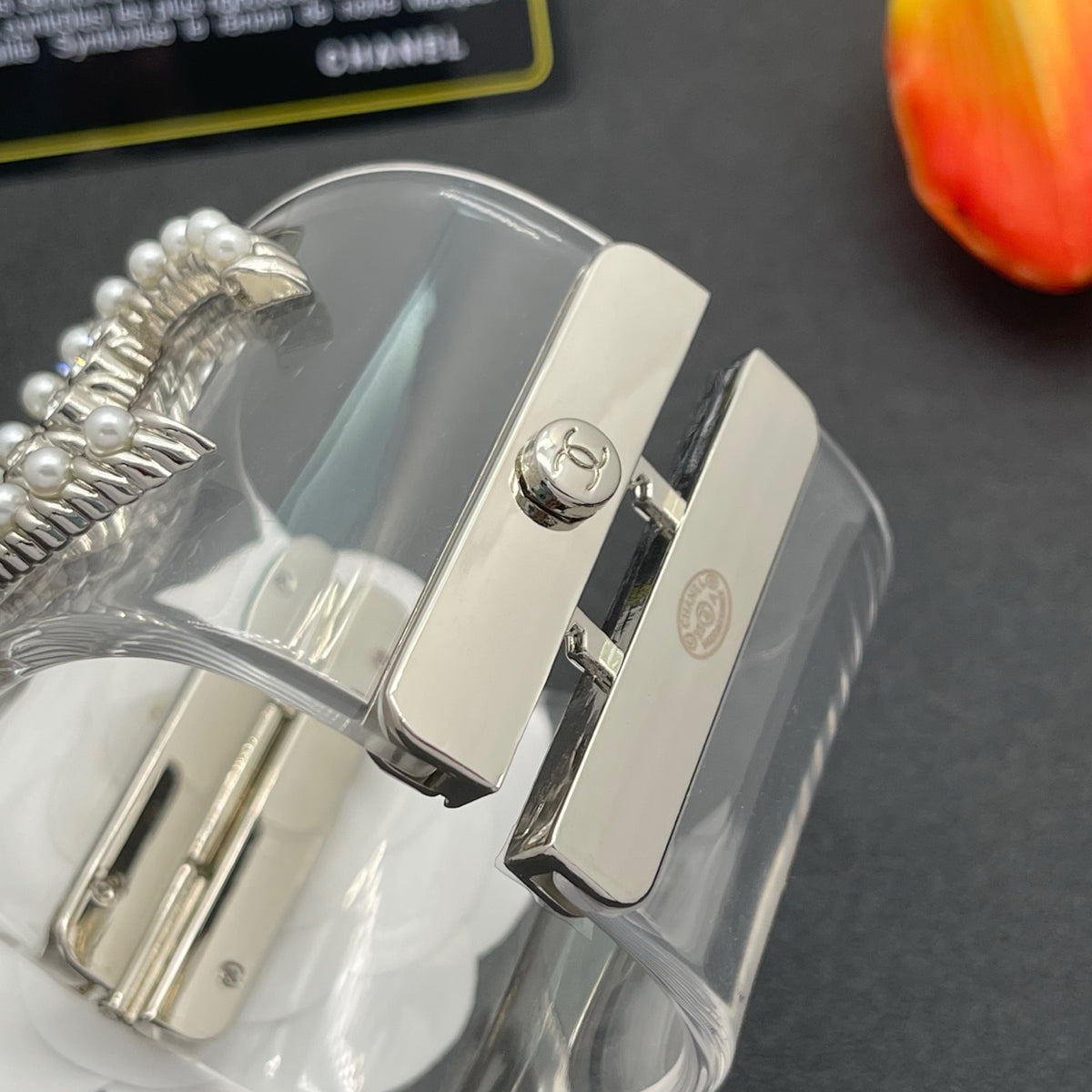 Chanel style acrylic resin bracelets - product photo 7