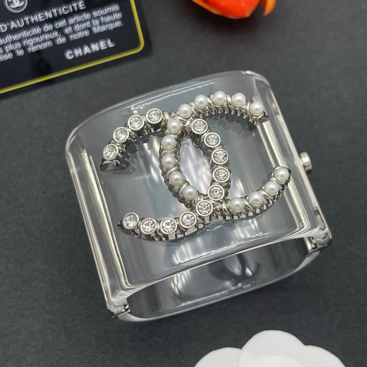 Chanel style acrylic resin bracelets - product photo 2