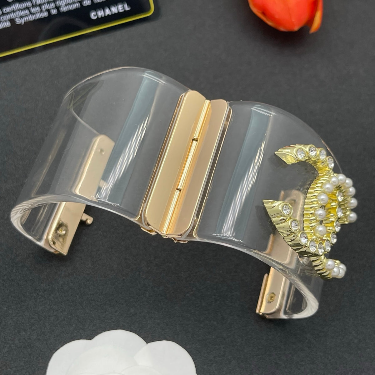 Chanel style acrylic resin bracelets - product photo 5