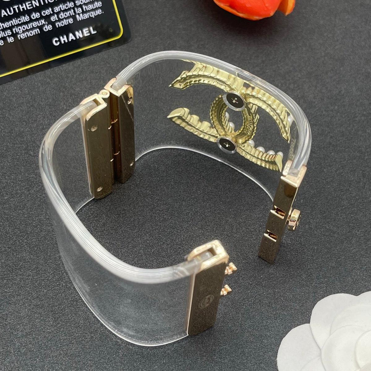 Chanel style acrylic resin bracelets - product photo 6