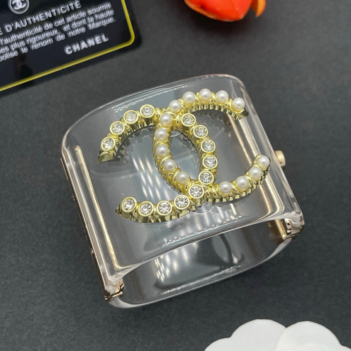 Chanel style acrylic resin bracelets - product photo 2