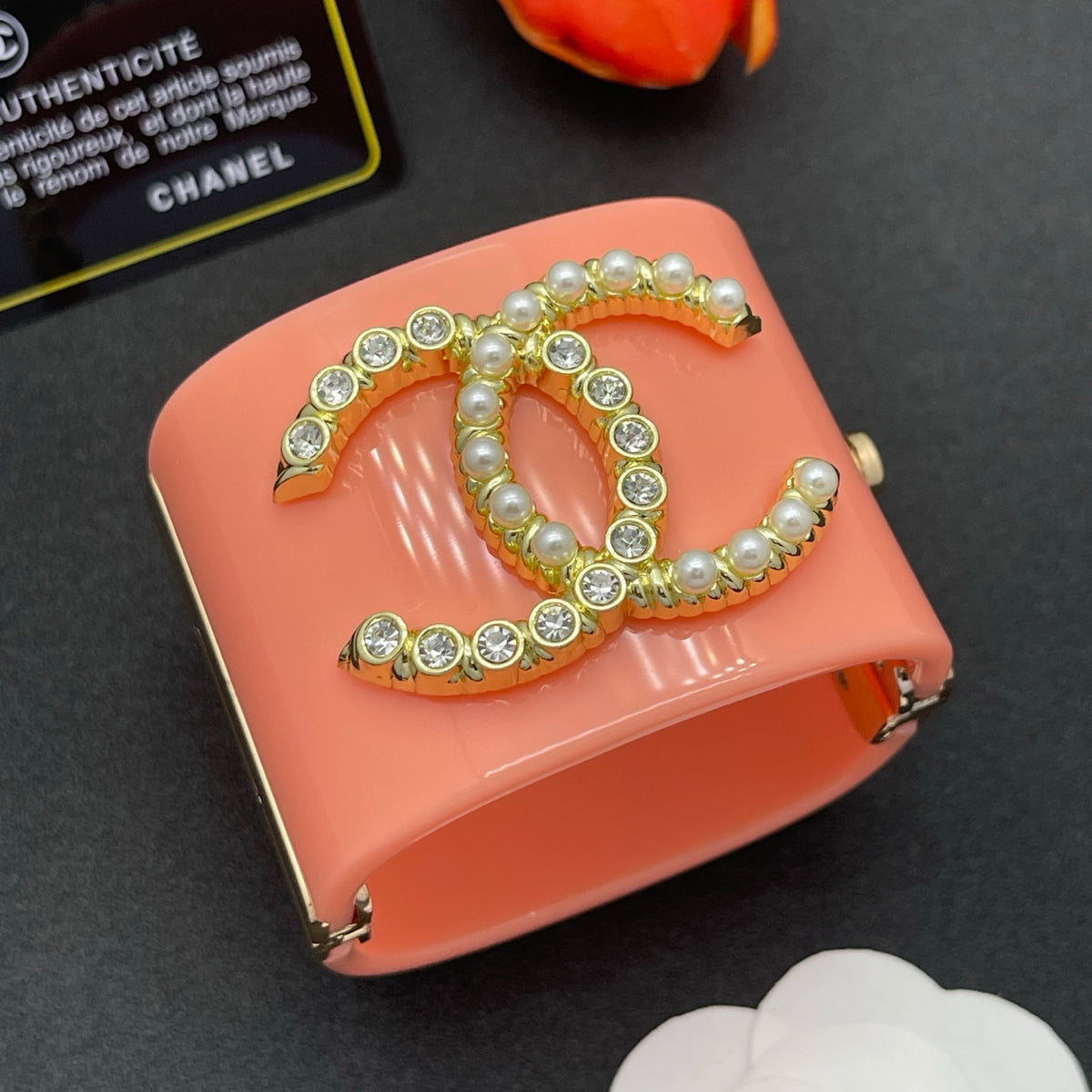 Chanel style acrylic resin bracelets - product photo 2