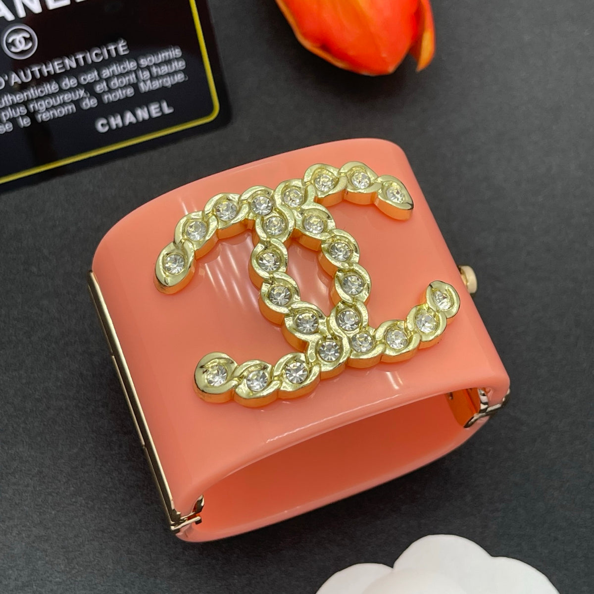 Chanel style acrylic resin bracelets - product photo 2