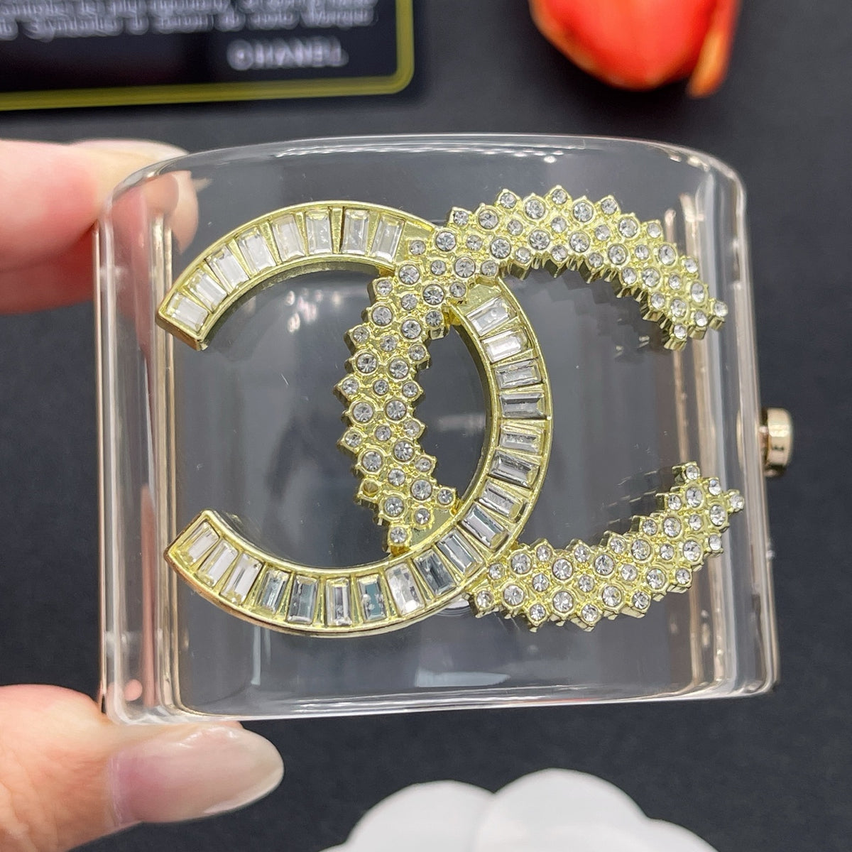 Chanel style acrylic resin bracelets - product photo 1