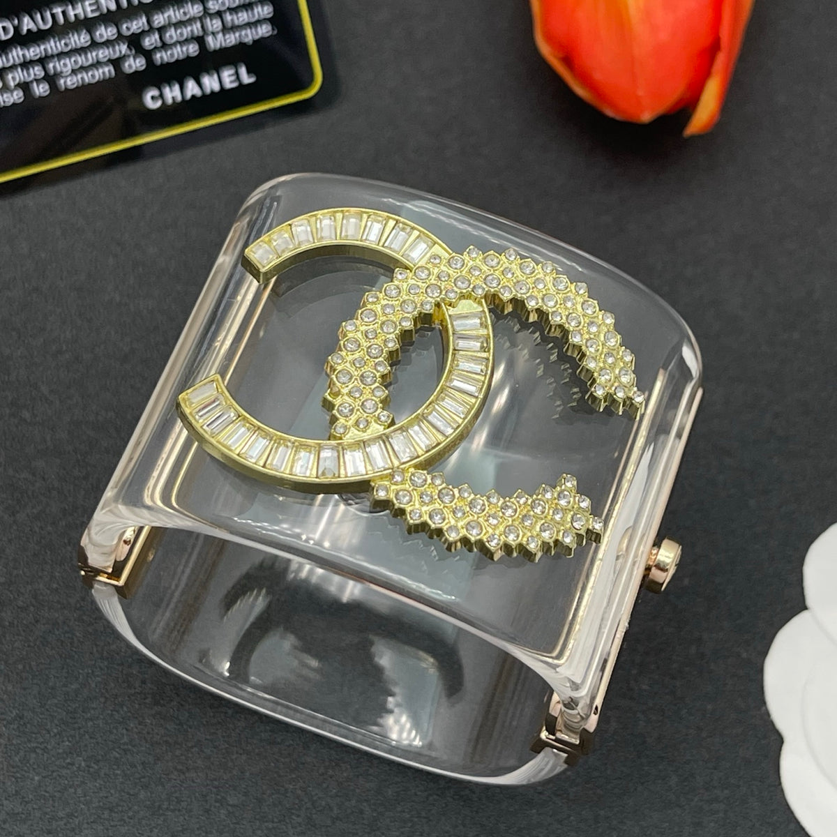 Chanel style acrylic resin bracelets - product photo 3